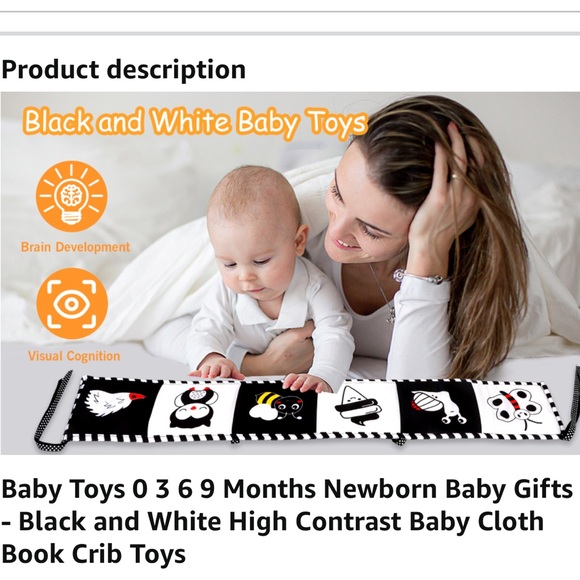 Cute Soft black and white baby toy and book - Picture 10 of 10
